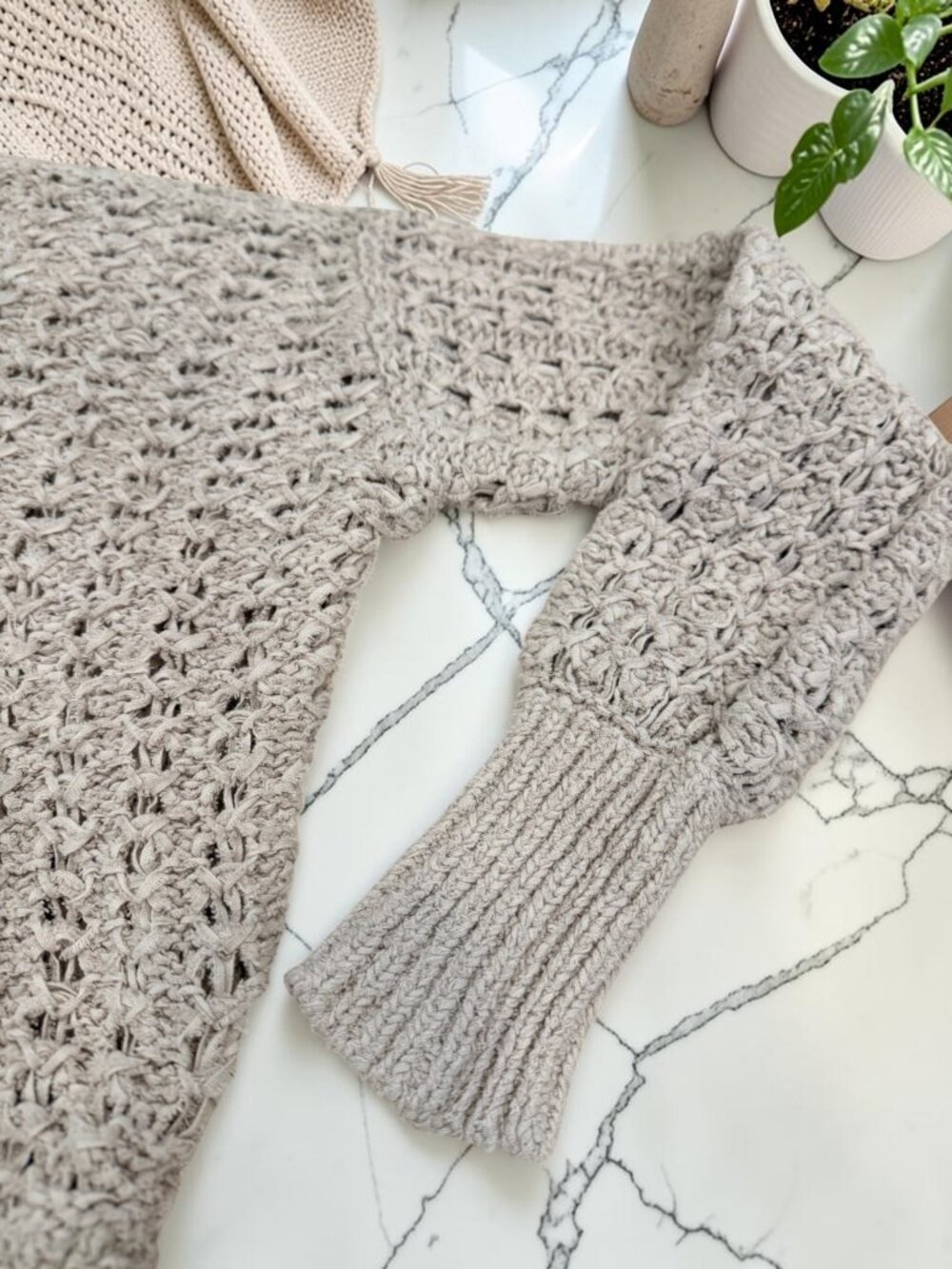 Free People Best of You V-Neck Sweater Size Medium Neutral Color Retail $128 - Picture 10 of 11